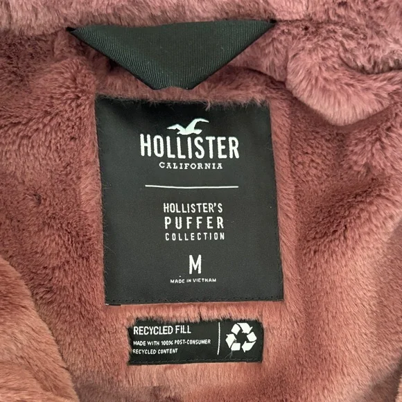 Hollister Dusty Rose fur lined Puffer Jacket M - Picture 4 of 4